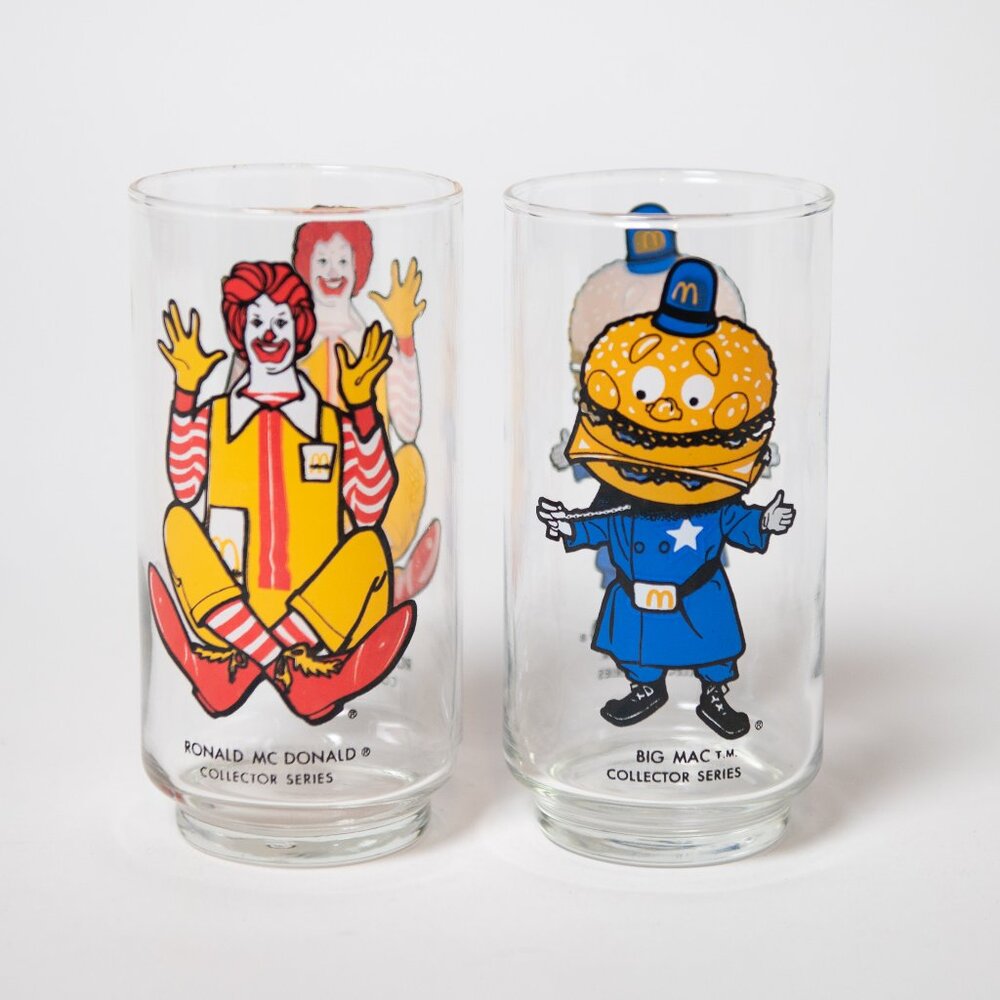 Set of 2 Vintage Libbey Collectors McDonald's Straight Sided Glass Tumblers